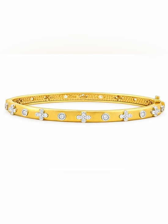 Jewelry - Freida Rothman 925 Gold Clover oval hinge Bangle